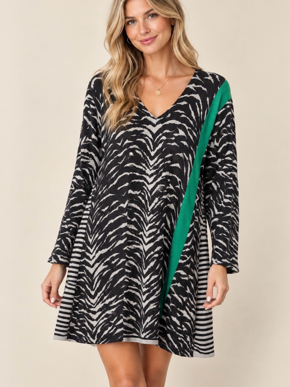 Marina Rinaldi Marina Sport Tiger Print Sweater Dress Green XL